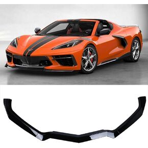 3PCS Front Bumper Lip Spoiler Lip Lower Bumper Body Fit Corvette C8 2020-2023(Bright Black)