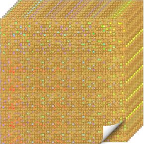 Holographic Cardstock Paper 12x12, Glitter Shiny Iridescent Mirror Paper, Foil Metallic Paper for Crafts, Scrapbook, Birthday, Card Making, Party Decors (Pixel Silver, 250Gsm, 12 Sheets)