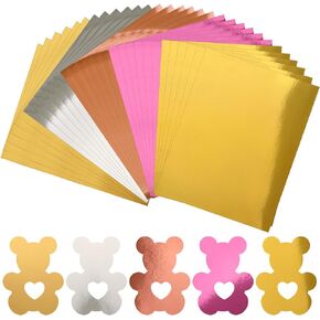 JULBEAR 20 Sheets Metallic Mixed Cardstock Paper, 8.5" x 11" Foil Mirror CardStock Shimmering Paper 250Gsm Reflective Shimmer Mirror Decoration, Suitable for Kids Scrapbook School Office (5 Colors)