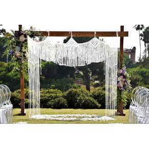 kiido Large Macrame Wedding Backdrop for Arbor/Arch Bohemian Wall Hanging Decor Boho Doorway/Window Curtains Room Divider Home Geometric Art Decor Beautiful Room Decoration-Crown 63" W x 78" L