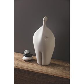 White Ceramic Sculpture - Home Decor Statue for Serenity, Modern Art Table Top Decoration - Aesthetic Figures Ornaments for Living Room, Bedroom, Office, Shelf, Abstract Style Gifts