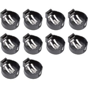 uxcell 10 Pcs CR2477 Horizontal Coin Button Battery Holder Black Container Case