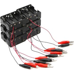 6 PCS Battery Holder Bundle 8x1.5V Battery Storage Case 12V,with Alligator Clip