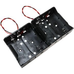 E-outstanding Battery Box 2PCS 2X D Cell Black Side by Side Battery Holders Cases with Wire Lead