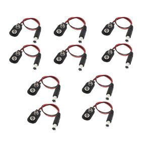 AKOAK 10 Pcs I Type 2.1 x 5.5 mm Male DC Power Plug For 9V Battery Button Connector Battery Holder