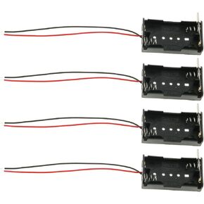 علبة بطارية بلاستيكية مكونة من 4 عبوات من E-outstanding 2x1.5V AA حامل بطارية مع مشبك زنبركي ومفتاح إغلاق، أسود