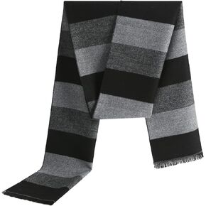 Mens Costume Accessories Winter Knitted Scarf Black and Grey Striped Tassel Edge Halloween Cosplay Party Supplies