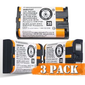 3 Pack HHR-P107 NI-MH Rechargeable Battery for Panasonic 3.6V 650mAh Battery for Cordless Phones Long-Lasting .High-Performance
