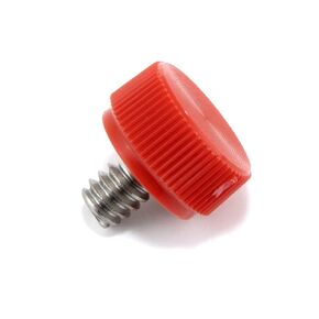 #6-32 x 3/16" Thumb Screw Stainless Steel - Red Knurled Round Plastic Knob - Standard/Coarse Thread Thumbscrew - Length: 0.188" - Proudly Built in USA - Package of (4)