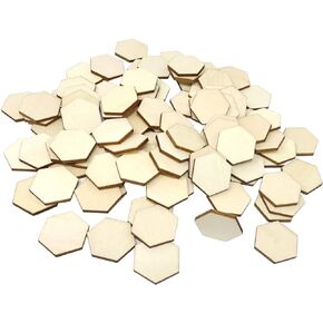Honbay 100PCS 25mm/1Inch Hexagon Unfinished Blank Wood Pieces Wood Slices Wood Chips Embellishments for DIY Crafts, Home Decoration, Board Games, Early Childhood Education, etc