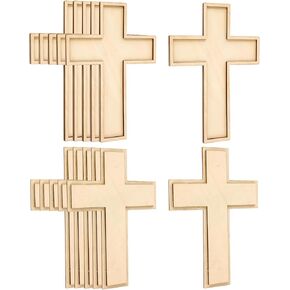 12 Pieces 9 Inch Wood Cross Unfinished Wooden Cross Layered Framed Cross for Crafts (Classic Shaped)
