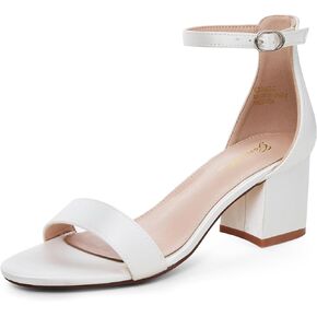 GENSHUO Women's Chunky Low Heels,2 inch Open Toe Ankle Strap Sandals Strappy Block Comfort Shoes Bridal Wedding Homecoming