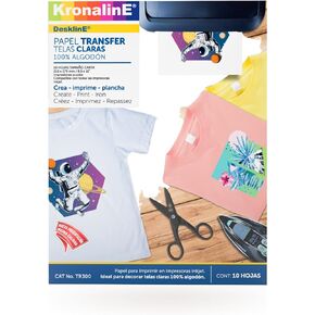 Transfer Paper for light Fabrics, Printable, Heat Transfer (Pack of 10 Sheets Letter Size 8.5"x11")