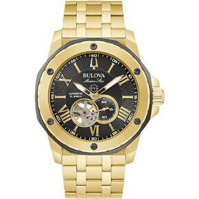 Bulova Men's Marine Star Black and Gold-Tone Bracelet Watch | 45mm | 98A273