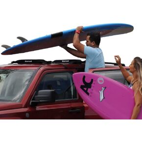 Dorsal Universal Soft Roof Rack Pads for Surfboard Kayak SUPs with Car Tie Down Straps and Storage Bag - Pack of 2 Black Polyester