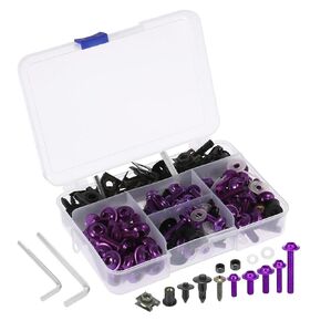 194pcs Universal Motorcycle Fairing Body Bolts Fastener Clips Screws Nuts Purple for Kawasaki for Suzuki for Honda for Yamaha for BMW 1996-2023