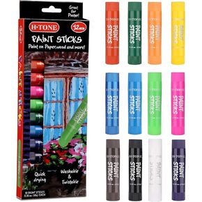 12 Colors Tempera Paint Sticks For Adult Washable Twistable Crayons For Kids Art Painting ,Safe Non-toxic and Quick Drying,Smooth Like Silk,Perfect Coloring On Paper Wood Ceramic (12 colors)