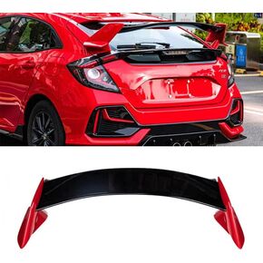 YOUNGERCAR Rear Spoiler Fit for 2016-2021 10th Honda Civic 5Dr Type-R Style Hatchback Red&Black ABS Painted Rear Trunk Splitter Wing