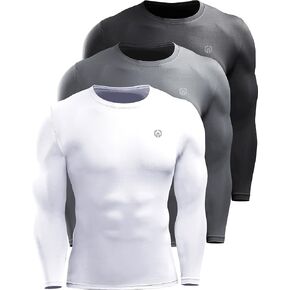 NELEUS Men's 3 Pack Dry Fit Long Sleeve Compression Shirts Workout Running Shirts