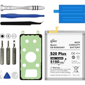 GOBAT Replacement for Samsung Galaxy S20 Plus Battery,5150mAh High Capacity Battery Compatible with Samsung Galaxy S20 Plus Model (SM-G985 SM-G985F S20+ 5G) with Replacement Tool Kits,EB-BG985ABY