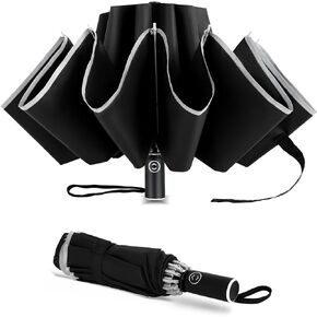 Inverted Umbrella, Durable Windproof Travel Umbrella, Compact Small Upside Down Reverse Folding Portable Umbrella, Car Backpack Purse Umbrella for Rain Men Women