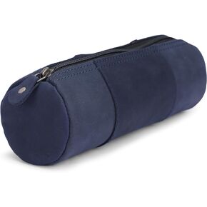 Leather Pencil Case, Makeup Pouch, Zipper Pouch for Daily Essentials, Storage Organizer, Cosmetics and Stationary Bag (Blue, 8 * 2.5 Inches)