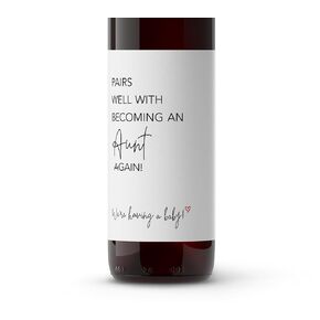 Pairs Well With Becoming an Aunt Again ● SET of 4 ● GENDER NEUTRAL Minimalist Pregnancy Announcement Wine Labels Baby Announcement Friends Sisters Label Pregnancy Reveal, Alternative to Card A200-4AA