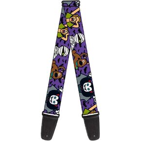 Buckle-Down Guitar Strap - Mini Scooby Doo Halloween/Bats Purple/Black - 2" Wide - 29-54" Length