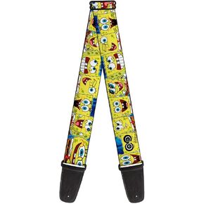 Buckle-Down Nickelodeon Guitar Strap, SpongeBob Expressions Stripe Blue, 2 Inches Wide