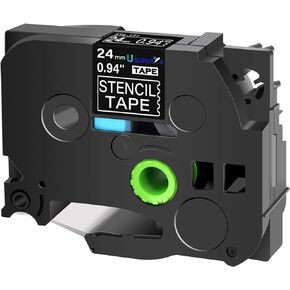 USUPERINK Compatible for Brother P-Touch STE Label Tape STe-151 ST-151 STe151 ST151 24mm 1'' Black on Clear Mobile Stencil Tape for Ptouch PT-P900W PT-E500 PT-D600 Label Maker
