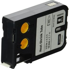 DYMO XTL Heat-Shrink Tube Labels, 1" x 8.9', Black on White