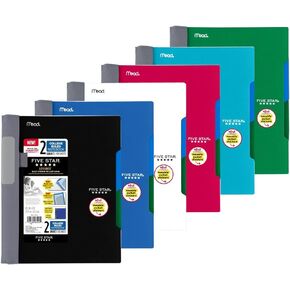 Five Star Advance Spiral Notebook-Medium Size, 2 Subject, College Ruled, 9.5 x 6 Inch, Assorted Colors, 6 Pack