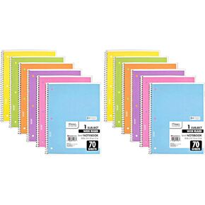 Mead Spiral Notebook, 12 Pack of 1-Subject Wide Ruled Spiral Bound Notebooks, Assorted Pastel Colors