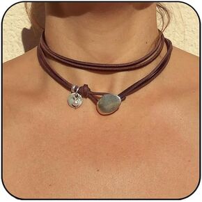 HTH Boho Choker Necklace for Women Layered Bohemian Leather Choker Western Boho Jewelry Gifts