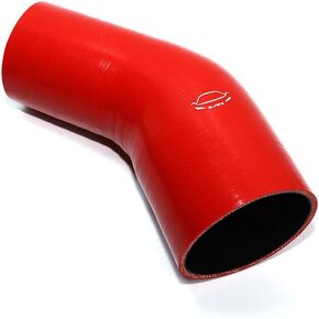 LTI Universal 76mm to 89mm 4-Ply Reinforced High Performance 3"-3.5" ID 45 Degree Elbow Reducer Coupler Silicone Hose (3"-3.5" Red)