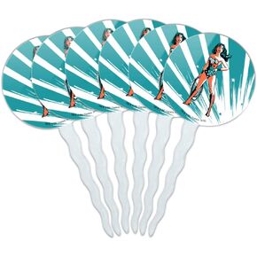 Wonder Woman Flashing Lights Cupcake Picks Toppers Decoration Set of 6