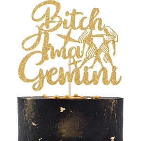 Gemini Birthday Cake Topper, Glittery Gemini Birthday Cake Decor, 12 Constellation Zodiac Birthday Party Decorations