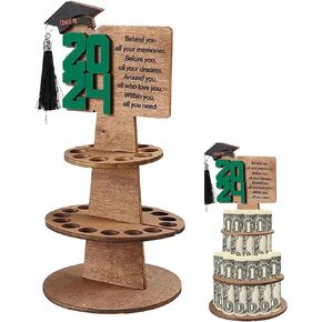 2024 Creative Graduation Gift Wallet graduation money holder 2024 Money Holder Display Gift Tiered Graduation Money Holder Double Layer Cash Holders with 25Holes for Friend and Family Blue