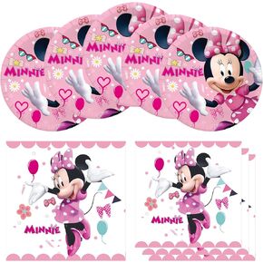 Minnie Birthday Party Supplies, Include 20 Plates and 20 Napkins, for Minnie Theme Birthday Party Decorations