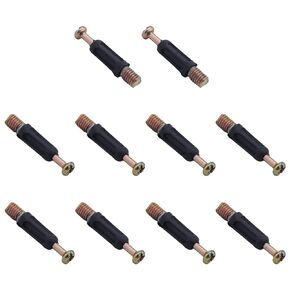 MroMax 6x40mm Bronze Metal Dowel with Plastic Furniture Connecter Fittings Thread Bolts Dowels Screws for Cabinet Drawer Dresser and Wardrobe Furniture Panel Connecting Black Tone 10Pcs