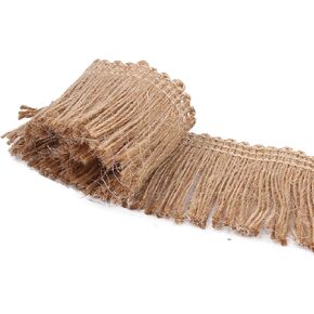 Yalulu 5 Meters Burlap Fringe Tassel Ribbon Jute Lace Trim Fringe Trim for Sewing Lampshade Curtain Home Decoration