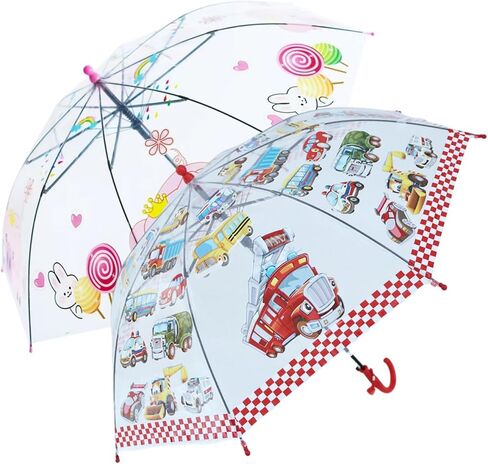 2 PCS Kids Clear Bubble Umbrella with J Hook Handle Safety Transparent Dome Bubble Umbrella for Toddler Boys Girls, Christmas, Halloween, Birthday Gift in Saudi Arabia