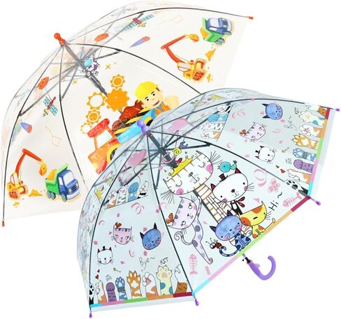 2 PCS Kids Clear Bubble Umbrella with J Hook Handle Safety Transparent Dome Bubble Umbrella for Toddler Boys Girls, Christmas, Halloween, Birthday Gift in Saudi Arabia