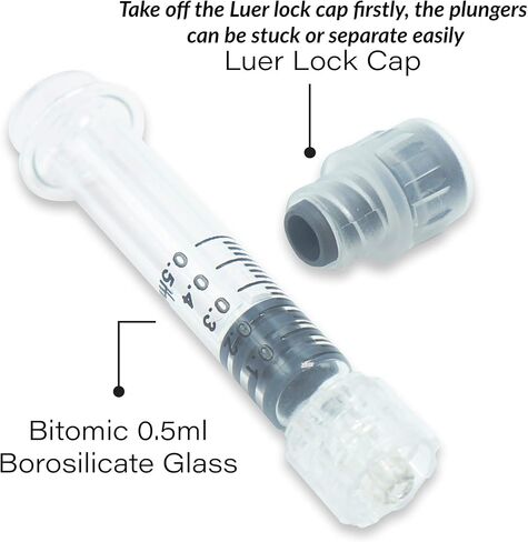 0.5ML Borosilicate Glass Syringe with Plastic Plunger 10 Pack | Anti-Leak Luer Lock Syringe without Needle | Accurate Measuring Syringe for Liquid, Glue, Oil w/ Borosilicate Glass Tube in Saudi Arabia