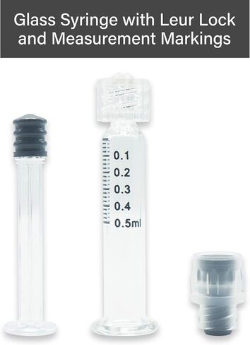 0.5ML Borosilicate Glass Syringe with Plastic Plunger 10 Pack | Anti-Leak Luer Lock Syringe without Needle | Accurate Measuring Syringe for Liquid, Glue, Oil w/ Borosilicate Glass Tube in Saudi Arabia