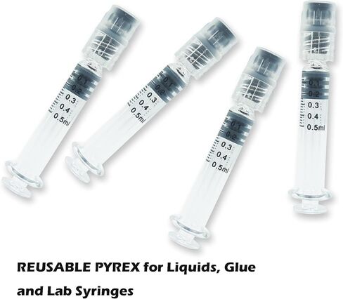 0.5ML Borosilicate Glass Syringe with Plastic Plunger 10 Pack | Anti-Leak Luer Lock Syringe without Needle | Accurate Measuring Syringe for Liquid, Glue, Oil w/ Borosilicate Glass Tube in Saudi Arabia