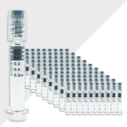 حقنة من زجاج البوروسيليكات 0.5 مل مع مكبس بلاستيكي 10 عبوات | حقنة قفل لور مانعة للتسرب بدون إبرة | حقنة قياس دقيقة للسائل والغراء والزيت مع أنبوب زجاجي من البورسليكات in Kuwait