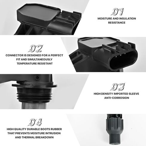 مجموعة حزم ملف الإشعال المكونة من 6 قطع UF569 Spark Plug 12622561 متوافقة مع Buick Allure Enclave شيفروليه GMC بونتياك كاديلاك ATS CTS STS SRX XTS Camaro Equinox V6 3.0L 3.3L يستبدل # C1555 in Kuwait