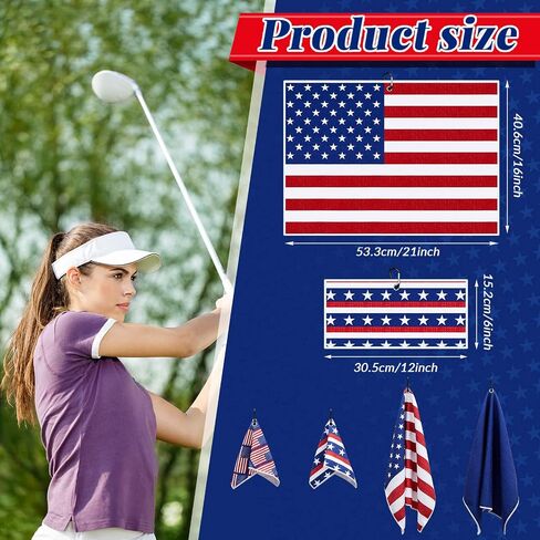 4 Pieces American Flag Pattern Golf Towels for Golf Bags Red White Blue Golf Ball Towel for Men Women Microfiber Waffle Texture Absorbent Golf Towels for 4th July Independence Memorial Day in Saudi Arabia