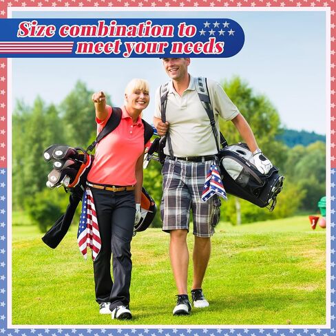 4 Pieces American Flag Pattern Golf Towels for Golf Bags Red White Blue Golf Ball Towel for Men Women Microfiber Waffle Texture Absorbent Golf Towels for 4th July Independence Memorial Day in Saudi Arabia